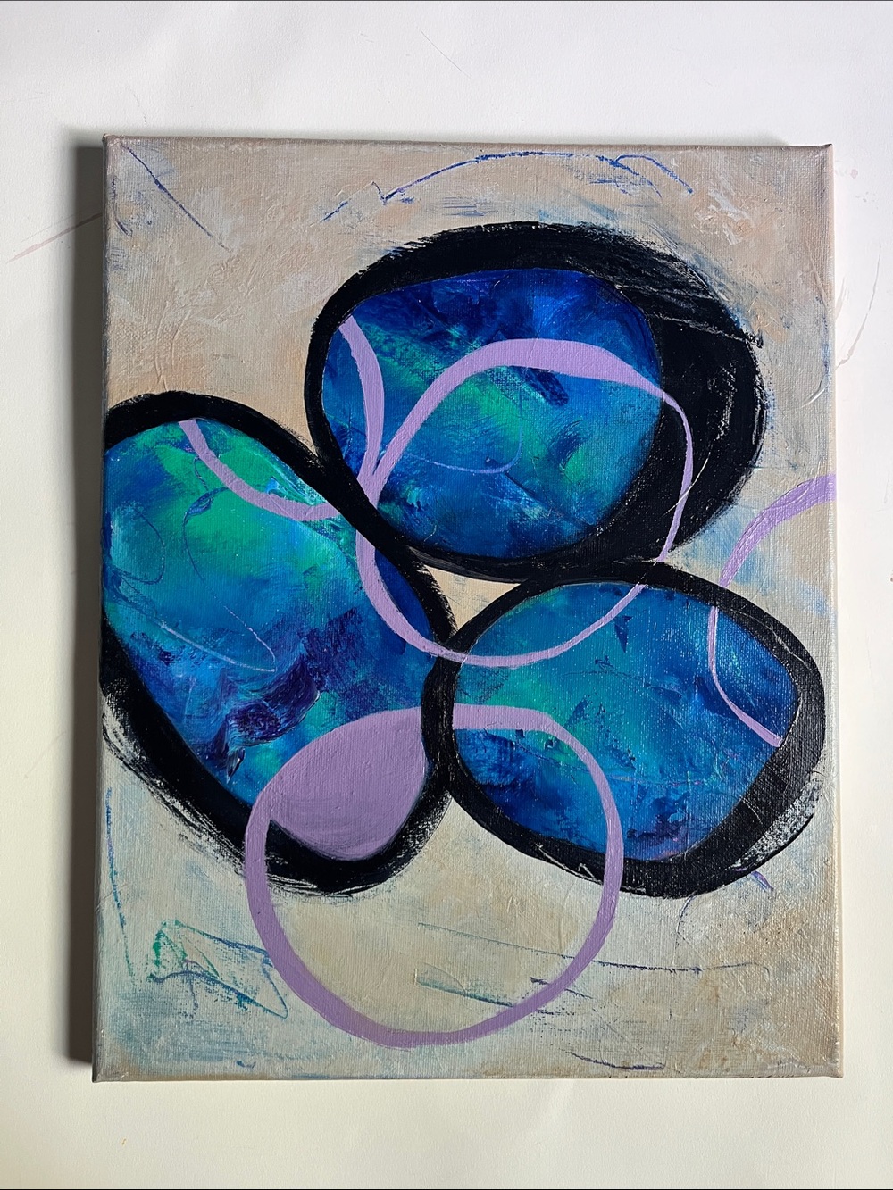 Abstract Blue & Lavender Painting | 11x14 Original Handmade Canvas Wall Art